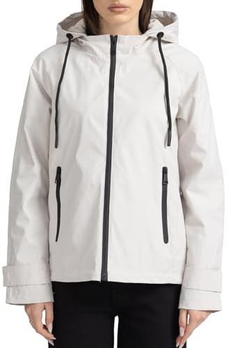 vittorio y Veste Softshell pour femme avec capuche Veste légère coupe-vent, Blanc, S