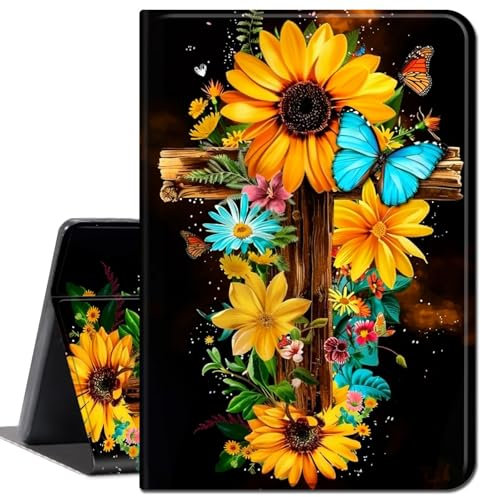 Case for Fire HD 8 Tablet (8th Generation 2018 & 7th Generation 2017 & 6th Generation 2016),Slim Lightweight Smart Shell Stand Cover for Fire HD 8 (8th /7th /6th Generation),Gold Sunflower Butterfliy