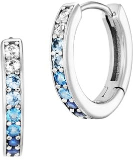 Engelsrufer Damen Ocean Creolen aus Sterling Silber - besetzt mit 20 weißen bis blauen Zirkonia Steinen - Clipverschluss - nickelfrei