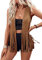 Women's Denim Tassel Jacket Vintage Lapel Long Sleeve Fringe Cropped Hippie Motor Biker Cardigan Outwears (E-Dark Brown, M)