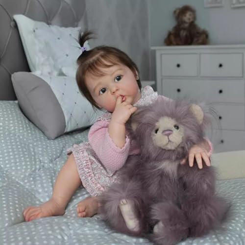 TKYFOYS Bambino Bambole Reborn 22 Pollici 55CM Realistica Neonata Bambola Realistica Baby Doll Corpo Morbido Tutta In Silicone Bambole Reincarnate Reale Aprire Gli Occhi