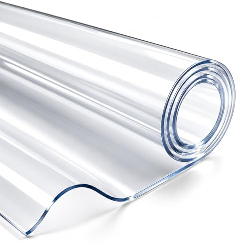 Tischfolie als transparenter Tischschutz, transparente Folien-Tischdecke, Schmutzabweisend, abwischbar und individuell zuschneidbar – 2 mm