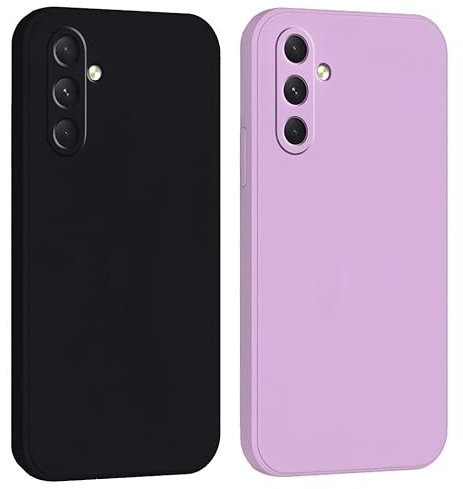 Mixroom - Cover Custodia Case per Samsung Galaxy S24 Protezione Fotocamera in Silicone TPU Morbido Opaco Bordi Piatti Colore Nero + Lilla