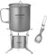 Dawn Deer Système de réchaud de randonnée en titane, tasse/réchaud à alcool portable/cuillère-fourchette pliable – 750 ml Combo de camping (ensemble combiné titane)