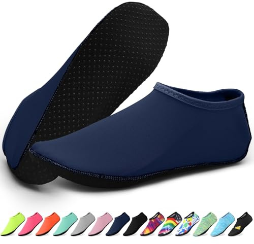 KATKLIU Water Socks – Non-Slip Diving Sock with Grippy Sole – Lightweight Quick Dry Swimming Socks for Men Women – Beach & Surfing Gear for Pool, Yoga, Indoor & Outdoor Sport-Navy Blue-34-35