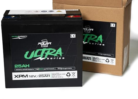 Polar Bär Ultra AGM Batterie, 12V 25Ah, Wartungsfrei, für E-Fahrzeuge, 181x77x169 mm