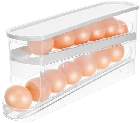 MAGICLULU Egg Container for Refrigerator Automatic Egg Roller Fridge under Shelf