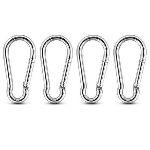 4PCS Spring Snap Hook, M6 Carabiner Clips Stainless Steel Metal Spring Hooks, Heavy Duty Carabiners Snap Clip Hook, Durable Small Carabiner Keyring Snap Hook Key Chain Clip Loaded Clip For Outdoor