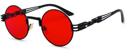 qinqilanqi-S Retro Steampunk Runde Metall Sonnenbrille für Damen Herren
