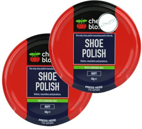 GETINSTYLE SHOP 2 x 40g Shoe Polish in Navy Colour Cherry Blossom - Shines, Nourishes, Protects With Carnauba Wax