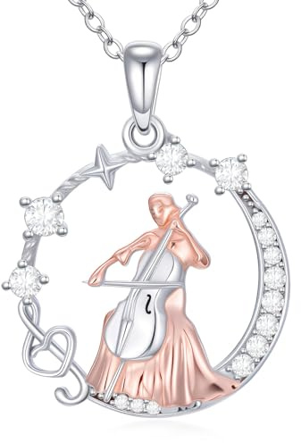HARMONY BOLA Musik Halskette 925 Sterling Silber Anhänger Ballerina/Geige/Klavier Musik Schmuck Geburtstagsgeschenke für Frauen Mädchen
