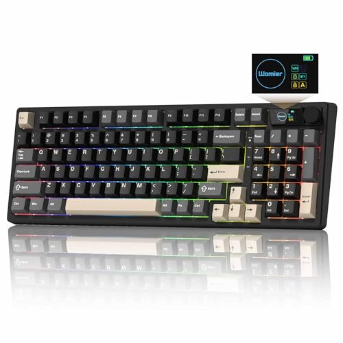Keymatic M98 Wireless Mechanical Keyboard w/Screen & Knob, 96% Gaming Keyboard BT/2.4G/USB-C, Hot Swappable Custom Gaming Creamy Keyboard,with 4000mAh Battery