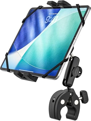 Oilcan Supporto Tablet Moto, Bici, Barca, Passeggino - Braccio Regolabile in Alluminio, Porta iPad Manubrio Asta Tubo Palo per Tablet e Telefono da 4-13, iPad Pro Air Mini/Galaxy Tab/Fire/iPhone