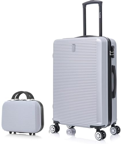 CELIMS - Grande Valise Soute 75 cm 23kg Rigide ABS Légère avec Vanity | Valise XL à roulettes 4 Roues 360° | Bagage Soute Avion 23kg | Valise Grande Taille Voyage | Gris