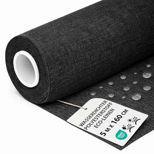 Utomhustyg Metervara Vattenavvisande – Robust Slitstarkt Polyestertyg | Markistyg Solsegel Trädgårdsmöbler Dynor Klädsel Utemöbler Terrass Robust Slitstarkt Oeko Tex 5 M x 160 cm Grafit linne-look