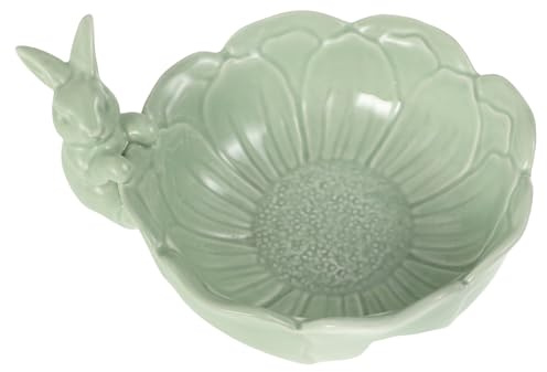 NUOBESTY Easter Bunny Decorative Salad Bowl Green Rabbit-Shaped Household Fruit Bowl for Serving Lettuce, Yogurt, Candy and Desserts, Festive Tableware for Holiday Kitchen Counter and Party