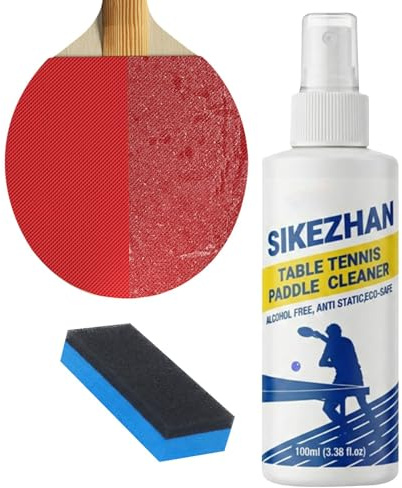Table Tennis Rubber - Cleaner 100ml Stain, Removal Solution with Paddle, Cleaning Spray pin Pong Paddle, Maintenance Improves for Grip Spin, Control for Women Men Sports Training Equipment Care