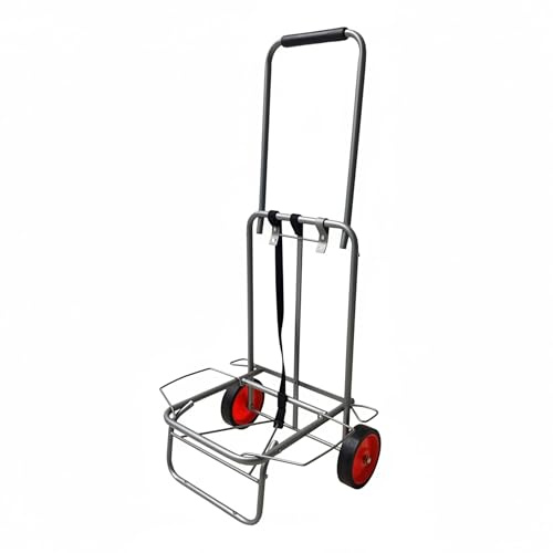 Relaxdays Transportwagen, klappbar, gepolsterter Griff, 2 Gummiräder, grau | Spanngurte, bis 35 kg, kleine Transportkarre