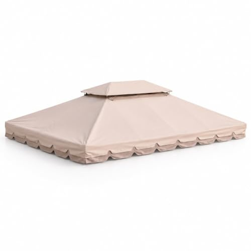 Telo Di Ricambio Per Gazebo 3x4 Metri Impermeabile In PVC Con Air Vent E Zanzariera Integrata Resistente A Sole Pioggia E Agenti Atmosferici Per Esterno Giardino Outdoor 300 x 400 Cm Beige