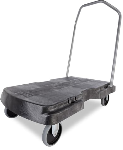 Rubbermaid Commercial Products Triple Trolley mit benutzerfreundlichem Griff, Standardlasten, mit 12,7-cm-lenkrollen, schwarz