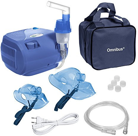 Omnibus BR-CN116B Inhaliergerät Inhalator Aerosol Therapie Vernebler Inhalation Kompressor Maske für Erwachsene und Kinder (Blau)