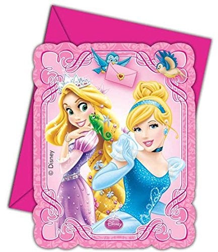 Disney Prinzessinnen Rapunzel, Schneewittchen und Co. 6 Einladungskarten Kindergeburtstag