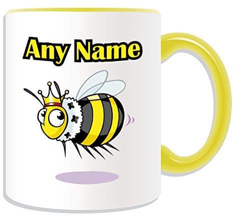 Tazza personalizzabile con api e corona, tema insetti e animali, disponibile in vari colori, con qualsiasi nome/messaggio sulla tua tazza unica, calabrone giallo