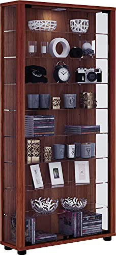 VCM Glasvitrine stehend | Vitrine Glas mit ESG-Sicherheitsglas | Maße ca.H. 113 x B. 59 x T. 18 cm | Standvitrine Glas | Modern und platzsparend | Glas Vitrinenschrank – Lumo Maxi