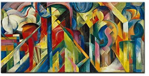 WANDKINGS Leinwandbild Stallungen von Franz Marc / 40 x 80 cm/auf Keilrahmen