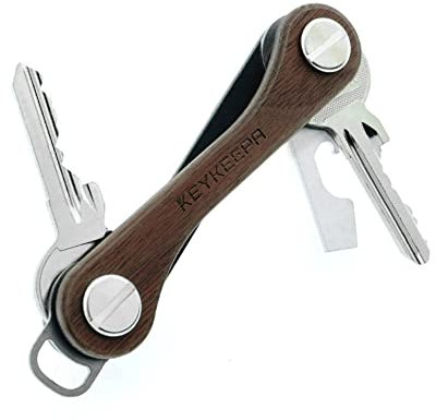 KEYKEEPA aus Holz - Der Schlüssel Organizer - für bis zu 12 Schlüssel, inklusive Flaschenöffner und Öse, Nussbaum Holz,
