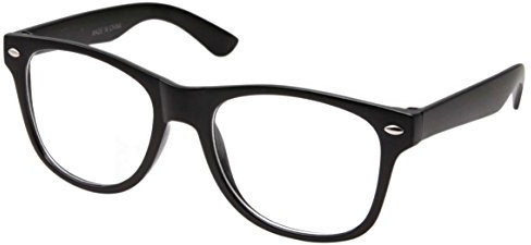 grinderPUNCH Retro NERD Geek Oversized SCHWARZ gerahmte Klarglas-Brille für Männer und Frauen