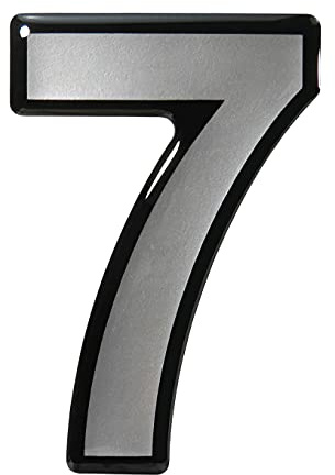 BIKE-label Silber 3D Aufkleber Nummer 7 Zahl Ziffer Türschild 49 x 72 mm 900060