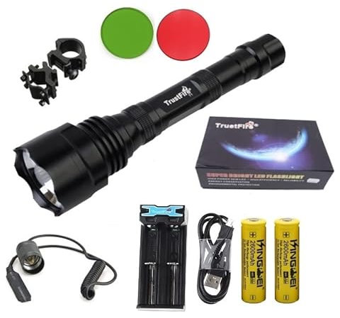 TrustFire Linterna original TR-T1-1 Led CREE XML-T6-1600 lm, 1 modo, Cargador TR-016 (Kit Nº3 (Kit completo de linterna)