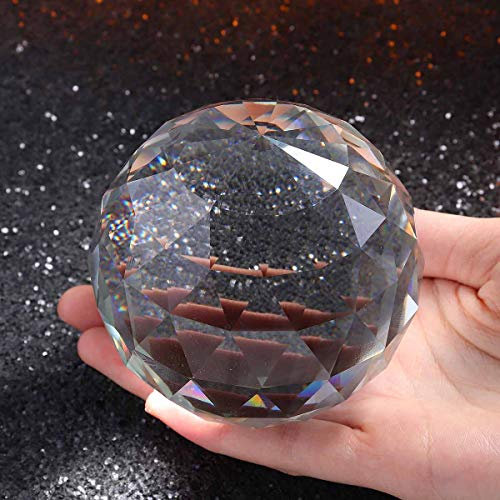 Cristal de Cuarzo Cristal Facetado Bola Natural Piedras y Minerales Feng Shui Cristales Bolas Miniatura Estatuilla Kristal Products (80mm)