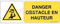 AUA SIGNALETIQUE - Panneau ISO 7010 Danger, Obstacle en hauteur W020-B - 200x75 mm, Vinyl adhésif