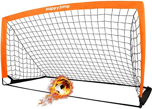 Happy Jump Fußballtor 3x2.2FT, 4x3FT, 5x3.6FT, 7x5FT Pop-Up Fußballtraining für den Garten (6x3 FT- Orange) -1 PC