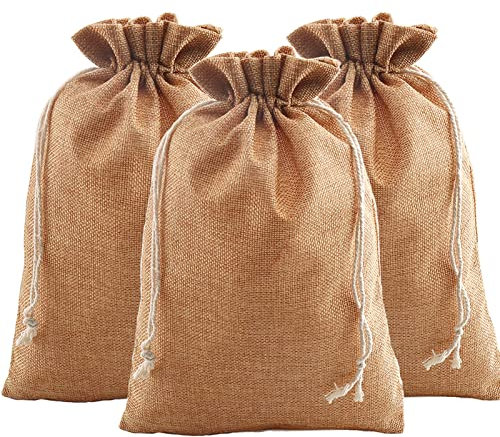 DAHI 12pcs Bolsas de Yute Bolsas de Arpillera con Cordón 20x30cm para Regalo Joyeria Calendario de Adviento Bodas Fiesta Navidad Color marrón Oscuro