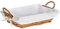 HERSIG - Bandeja Mimbre Natural | Cesta Rectangular con Forro y Asas - 35 x 25 x 9 cm