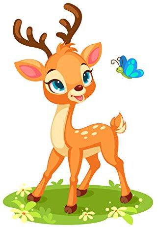 EmmiJules Wandtattoo Reh Bambi für Kinderzimmer - (30cm x 21cm) - Made in Germany - Babyzimmer Mädchen Rehe Rehkitz Tiere Babyzimmer Wandaufkleber Wandsticker, B08RX4J2PC, Mehrfarbig