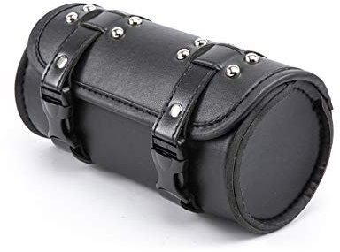evomosa Borsa per forcella per moto Mini Borsa per attrezzi per manubrio in pelle PU per manubrio Sissy Bar Borsa per riporre il rotolo (Nero B)