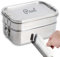 LOOXIS Personalisierte Lunchbox aus Edelstahl mit Namen & Text graviert – 1960 ml, inkl. Abtrennung, Auslaufsicher, 2. Ebene, Bento-Box – Geschenkidee Kinder, Einschulung, Arbeit – L, Doppeldecker