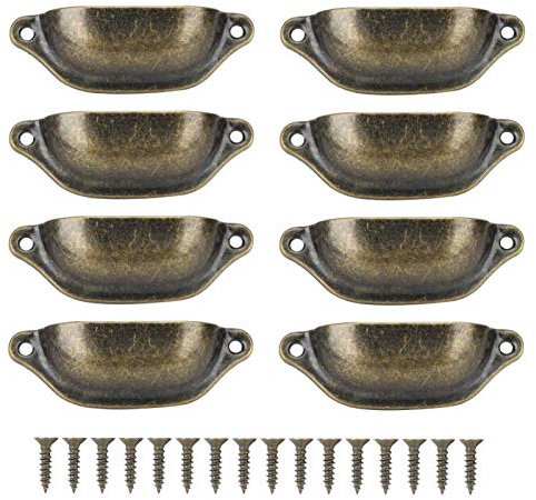 Fydun Poignée Antique, poignées en Forme de Coquille Vintage, poignées de Traction pour tiroir d'armoire de Porte de tiroir de Placard(Bronze Vert)