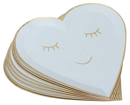 Haofy Piatti di Carta da Dessert, 8 Pezzi a Forma di Cuore, Piatti di Carta per Dolci Usa e Getta, Stoviglie di Carta per Compleanni, Feste, Baby Shower, Stoviglie
