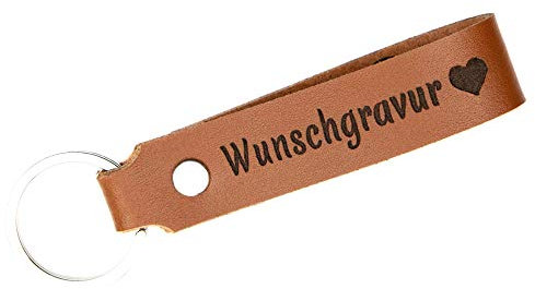 Tidero Schlüsselanhänger Leder mit Wunschgravur, BEIDSEITIG ANPASSBAR individuelle Gravur - personalisiert Schlüsselbund Namen Auto - Geschenk für Männer Frauen Handmade in Germany - Hellbraun