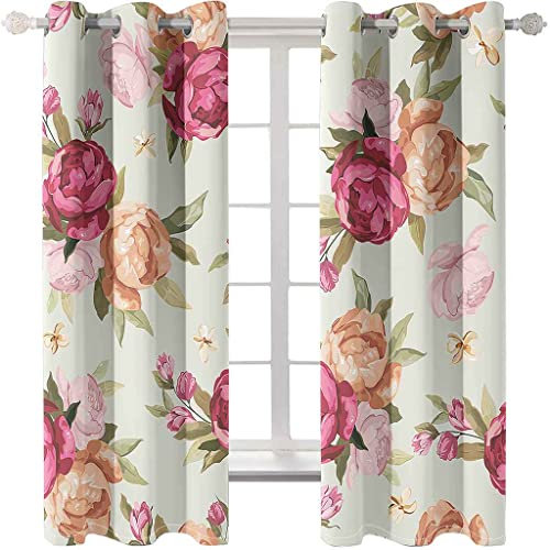 PVMLVM Lot De 2 Rideau Acoustiques Anti Froid - Rideaux Chambre pour Adulte Et Enfant 3D Fleur Rose Abstraite Polyester Rideau À Oeillets Rideaux Occultants Salon Cuisine Fenêtre 150x166cm