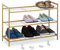 Relaxdays Metall Schuhregal, 3 Ebenen, erweiterbar, Flur Schuhgestell HBT 50 x 70 x 26 cm, 9 Paar Schuhe, offen, gold
