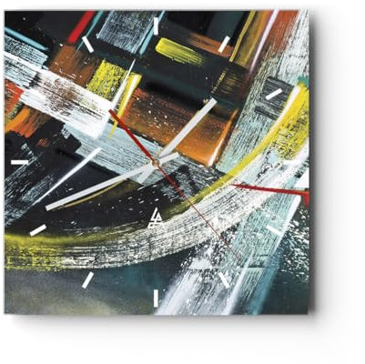 ARTTOR Modern Wanduhr 40x40cm Quadrat Glasuhr Abstrakt Kunst - 4157