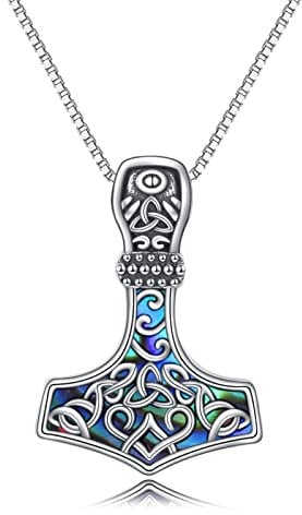 CUPENDA Thor Hammer Halskette Sterling Silber Celtic Mjolnir Anhänger Halskette Nordic Viking Schmuck Geschenke für Frauen