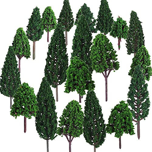 24 Stück Modellbau Bäume, Modell Bäume Miniatur, Landschaft Modell Bäume, Mixed Modell Baum, Mixed Bäume, Zug Bäume, für DIY Landschaft, Miniaturlandschaften, Sandtisch, Landschaftsmodell(4,5-13cm)