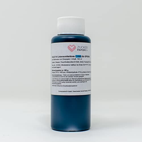 Zuckerpapier24® Lebensmitteltinte – 1 Liter – Cyan für Canon-Drucker [KOL614]